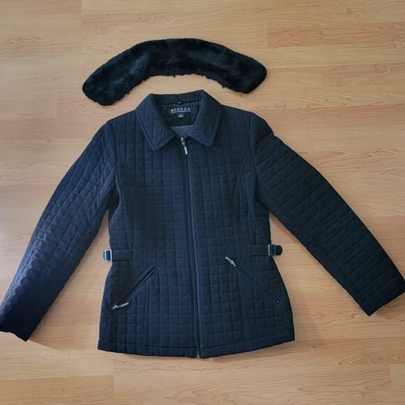 Giacca by Gallery Black Quilted Jacket With Removable Faux Fur Collar - S - Picture 9 of 13